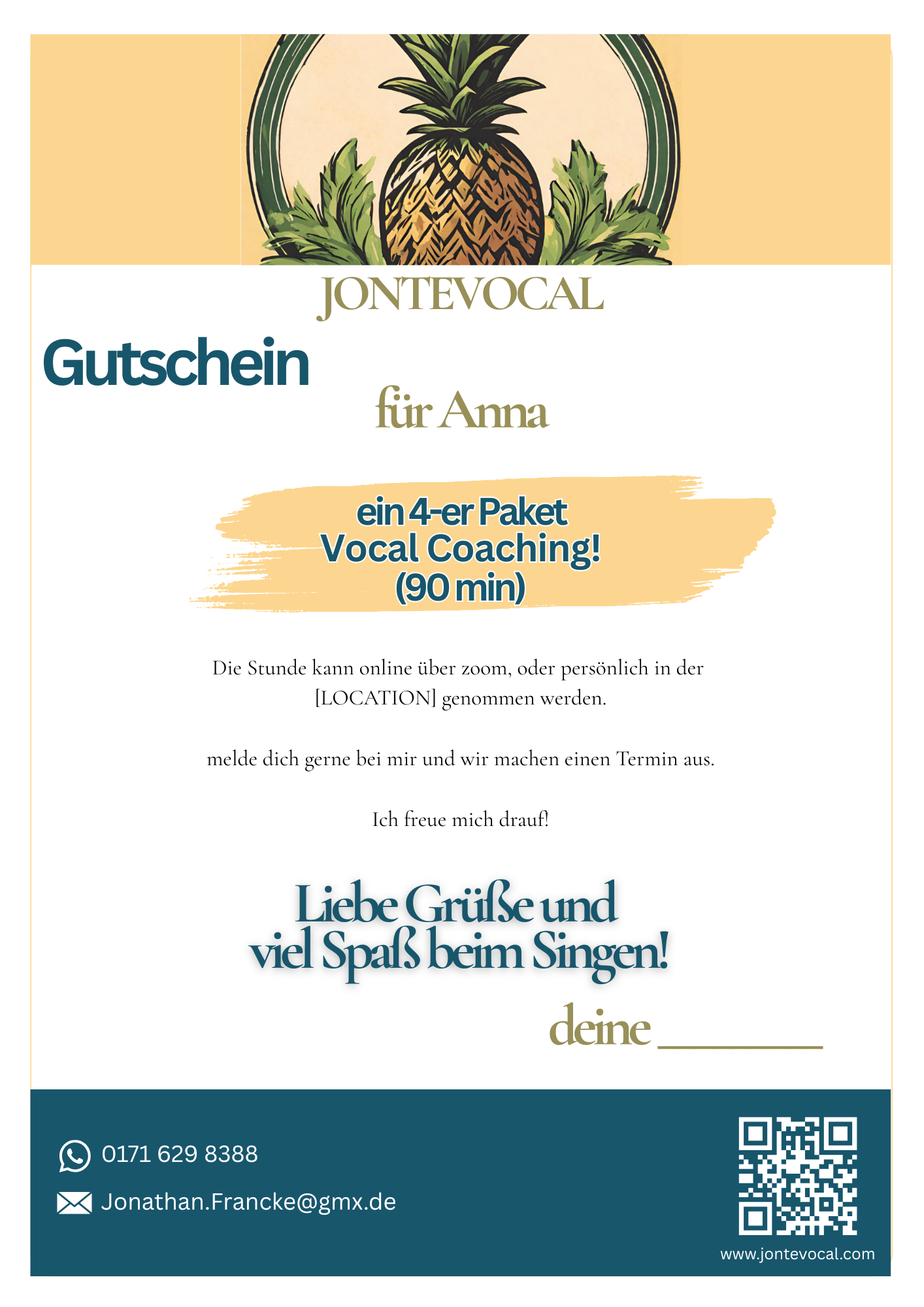 Gutschein für Vocal-Coaching