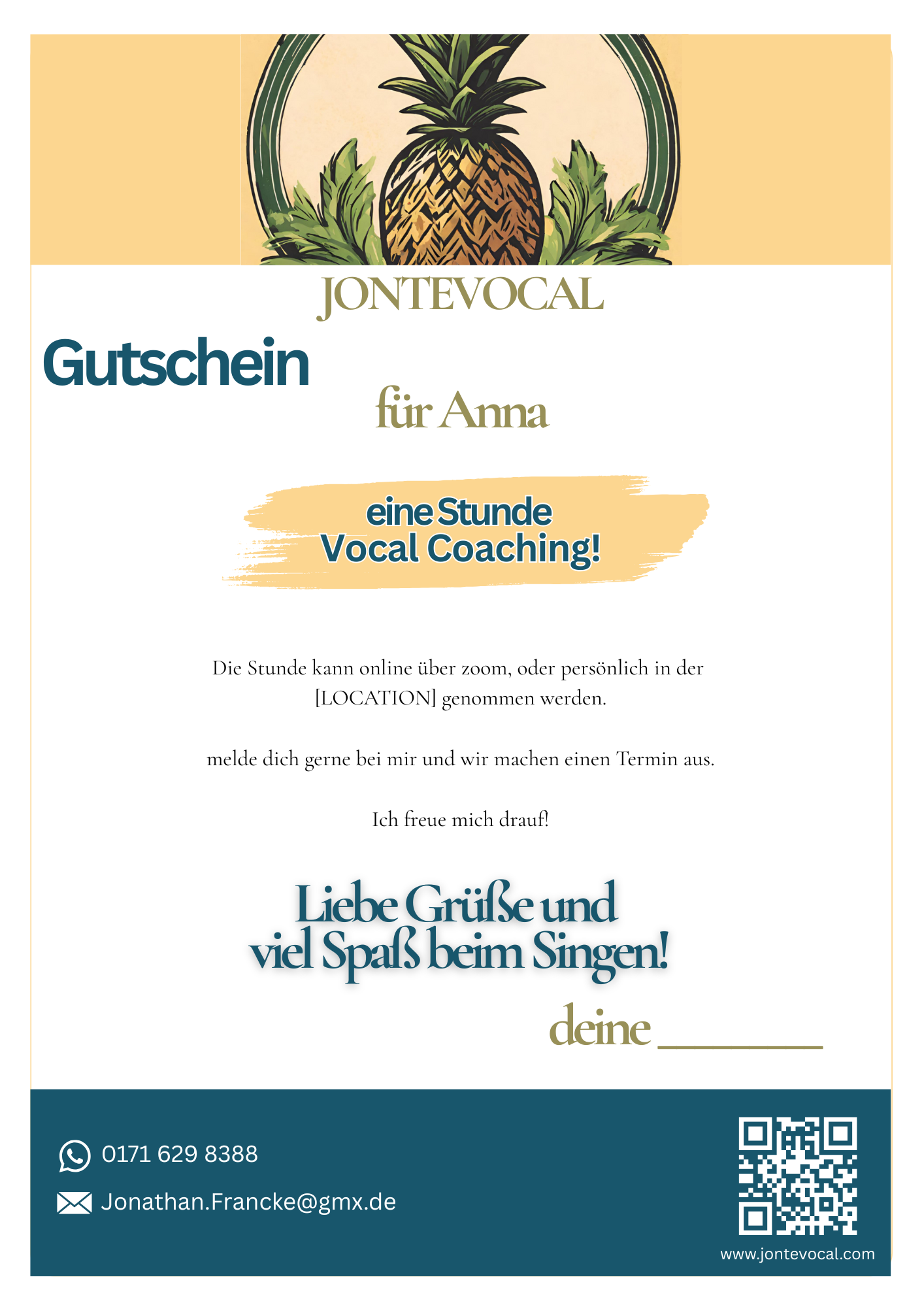Gutschein für Vocal-Coaching