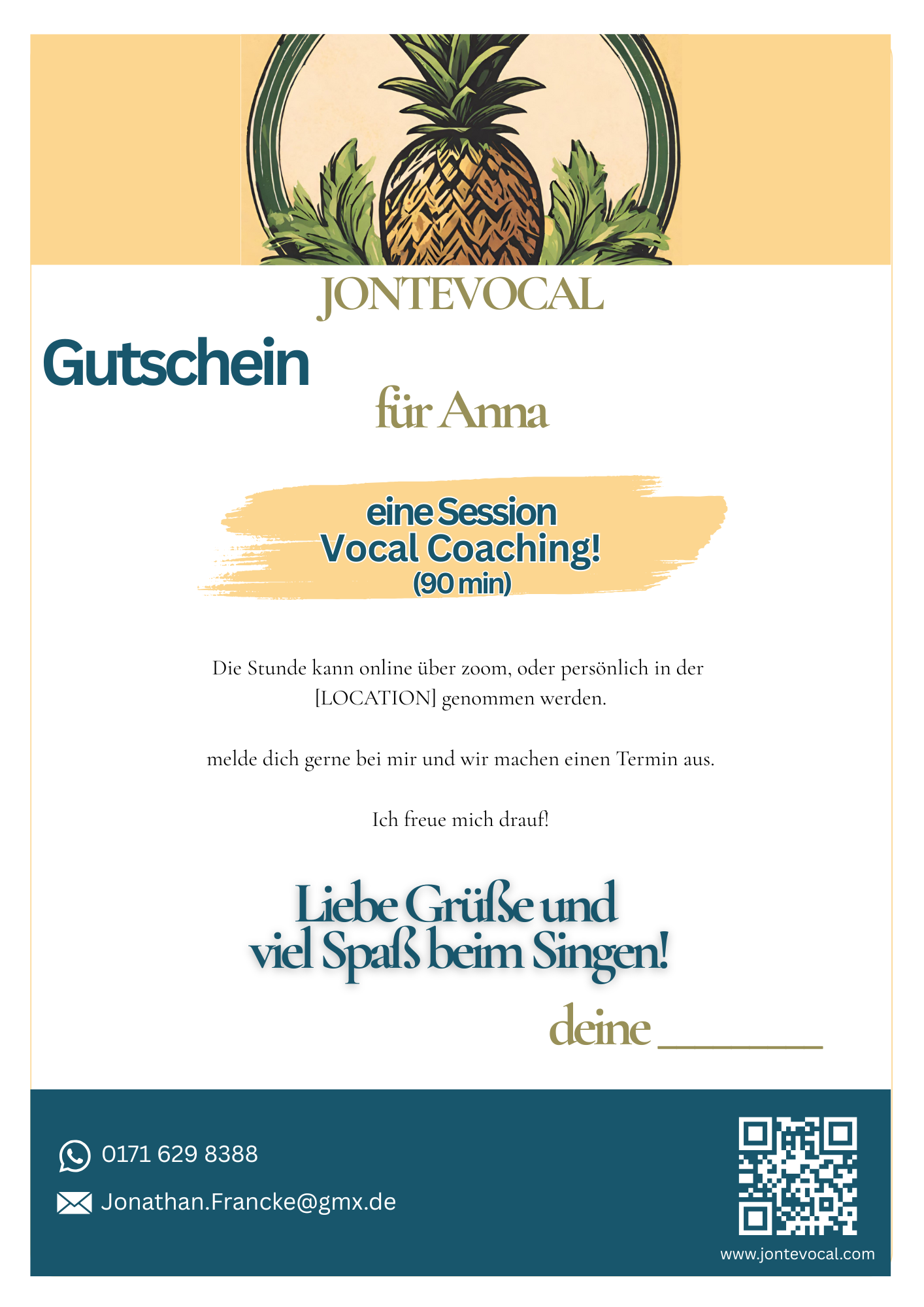 Gutschein für Vocal-Coaching